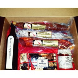 Caja regalo Delicatessen: miel, chocolate, ibéricos, lomo, aceite oliva virgen extra