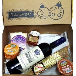 Caja regalo navidad 2: vino, ibérico, patés, miel, queso