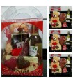 Caja San Valentin transparente: Chocolates, paté, vino, tabla embutidos, cava