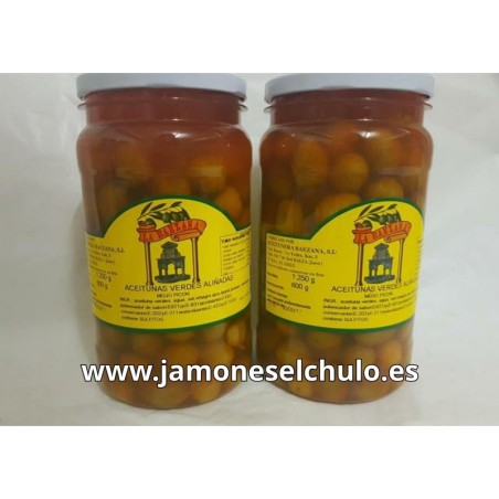 Aceitunas verdes sabor berenjena