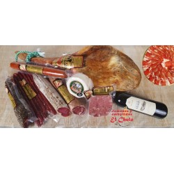 Lote Jamón Reserva, vino, surtido de embutidos tradicionales y queso artesano