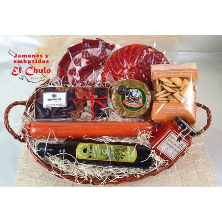 cesta-regalo-elogio-ibéricos-loncheados-queso-regañas-mermelada-chocolates
