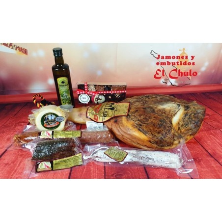 Lote Jamón Reserva, embutidos, lomo, aceite y chocolates
