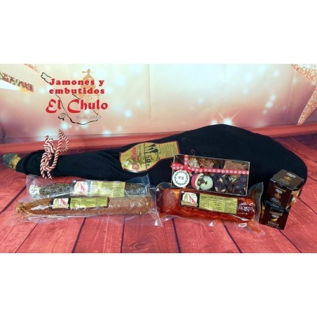 Jamones El Chulo- Lote ibericos: jamon iberico, embutidos surtidos, lomo, chocolates, queso artesano gourmet