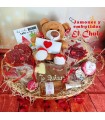 Cesta San Valentin 3: cava, mermelada, pate, chocolate, tabla embutidos y de jamón