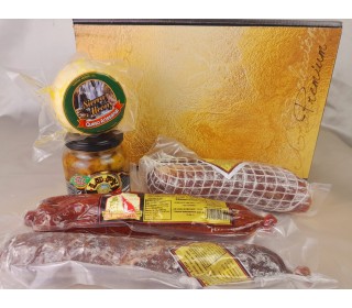 Jamones El Chulo, caja regalo dulces, zumo ecológico, miel